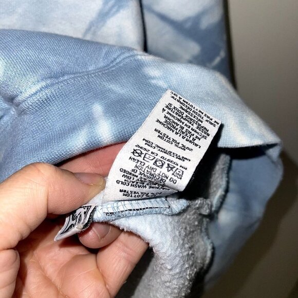 Obey Womens Sweatshirt Hoodie Size XL Blue White Tie Dye Embroidered Cotton - Picture 6 of 10